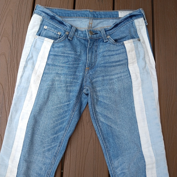 RAG & BONE skinny racer patchwork jeans 27 (D2) - Picture 6 of 13